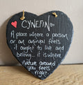 Slate handwritten heart, Cynefin, Definition of Cynefin, Welsh gift, Wales