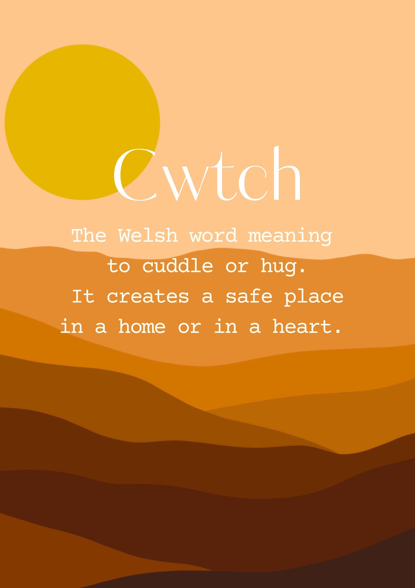 Definition of Cwtch, A5 Welsh print, Cwtch print, Welsh Wall art, Welsh poster, Cymru, Meaning of Cwtch, Digital Art, Cwtsh