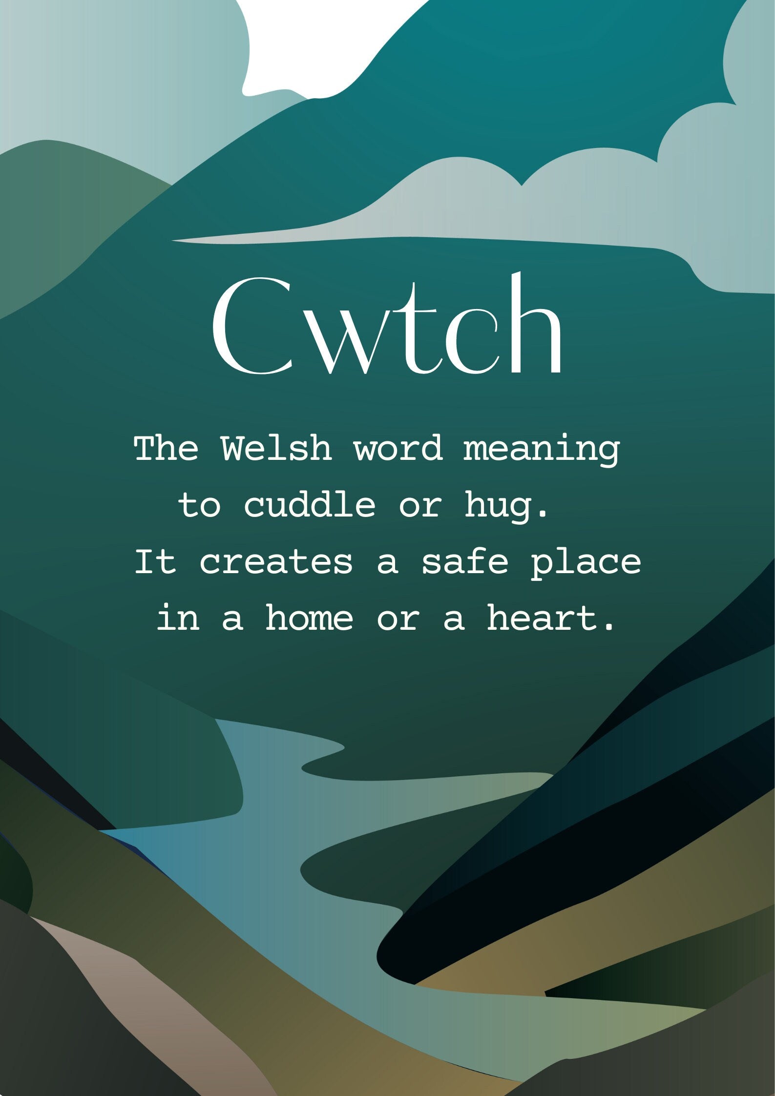 Definition of Cwtch, A4 Welsh print, Cwtch print, Welsh Wall art, Welsh poster, Cymru, Meaning of Cwtch, Digital Art, Cwtsh