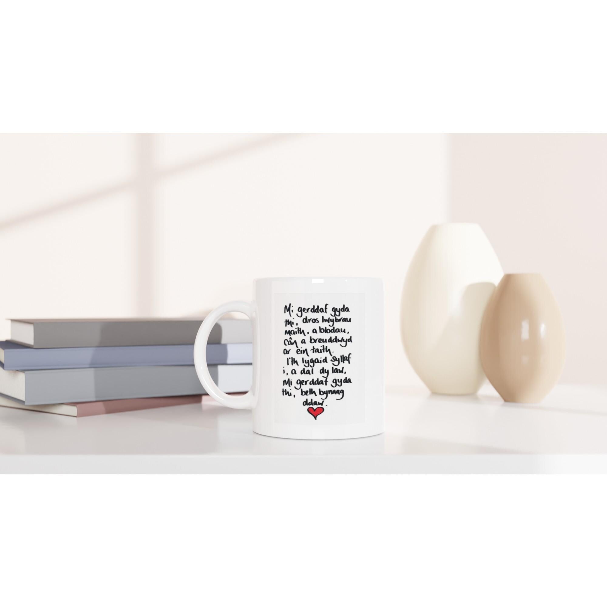 11oz Ceramic Mug Ceramic White Mi Gerddaf Gyda Thi