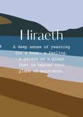 Definition of Hiraeth, A5 Welsh print, Hiraeth print, Welsh Wall art, Welsh poster, Cymru, Meaning of Hiraeth, Digital Art