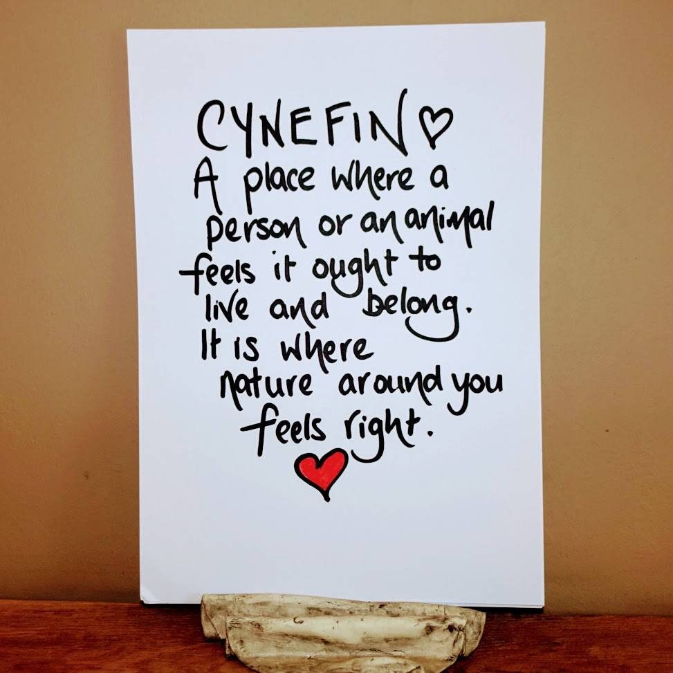Welsh print, Cynefin print, Welsh gift, Welsh sayings.  A4 handwritten print, PRINT ONLY no frame or mount.
