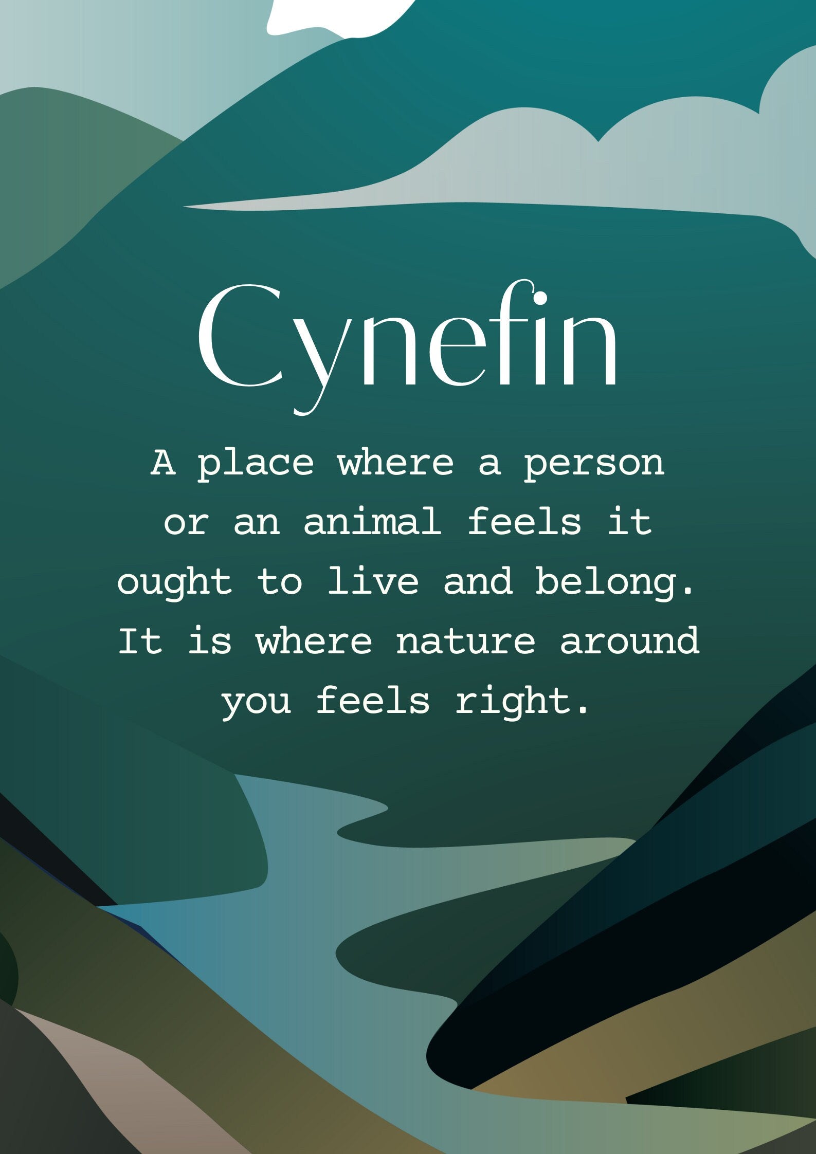 Definition of Cynefin, A4 Welsh print, Cynefin print, Welsh Wall art, Welsh poster, Cymru, Meaning of Cynefin, Digital Art
