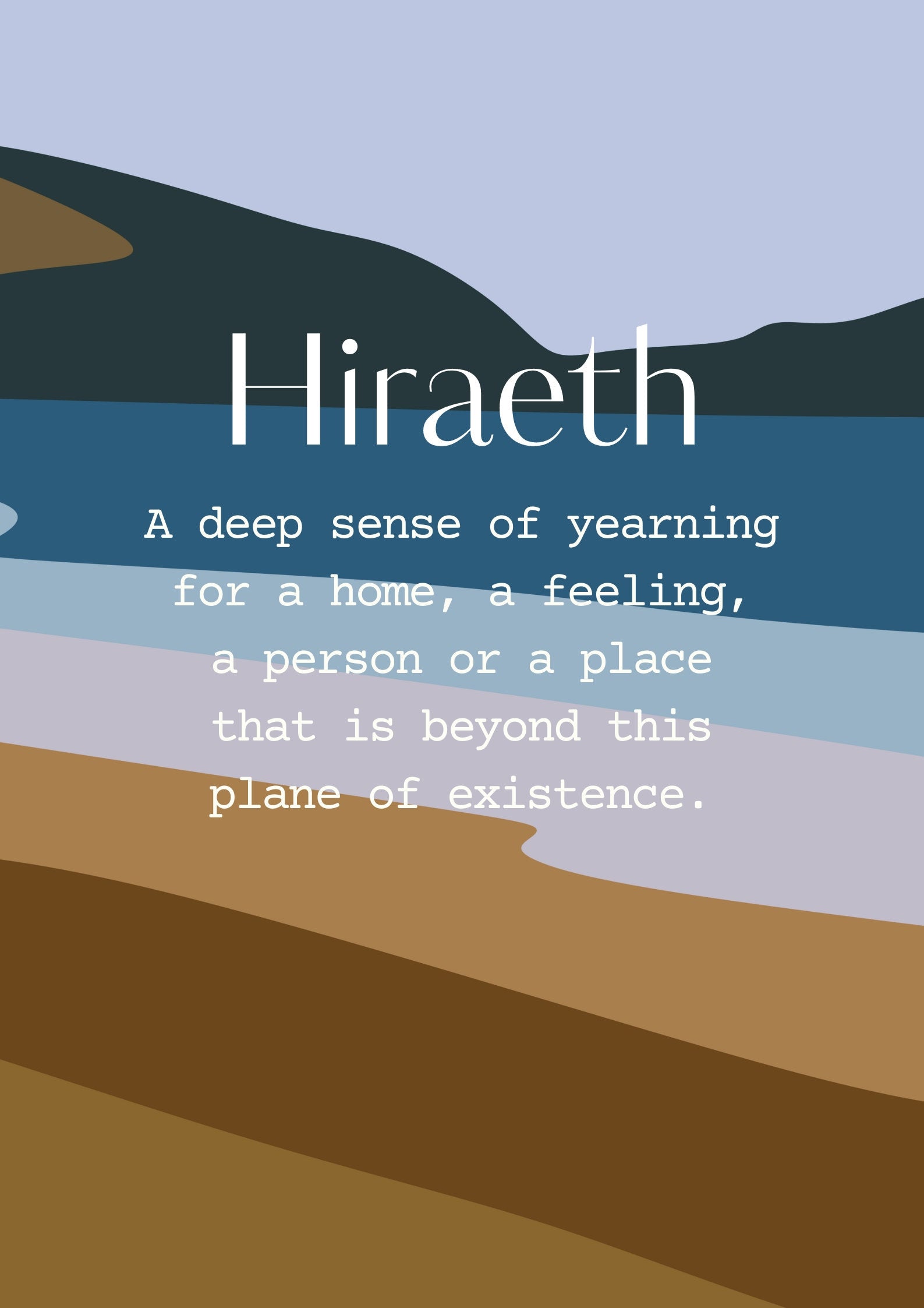 Definition of Hiraeth, A4 Welsh print, Hiraeth print, Welsh Wall art, Welsh poster, Cymru, Meaning of Hiraeth, Digital Art