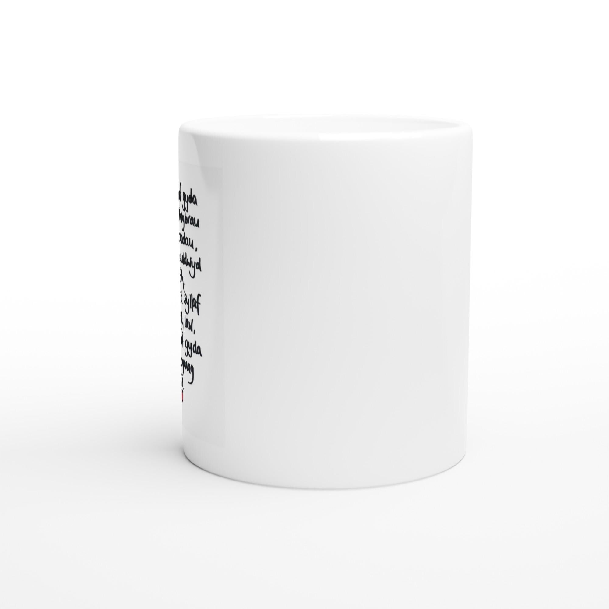 11oz Ceramic Mug Ceramic White Mi Gerddaf Gyda Thi