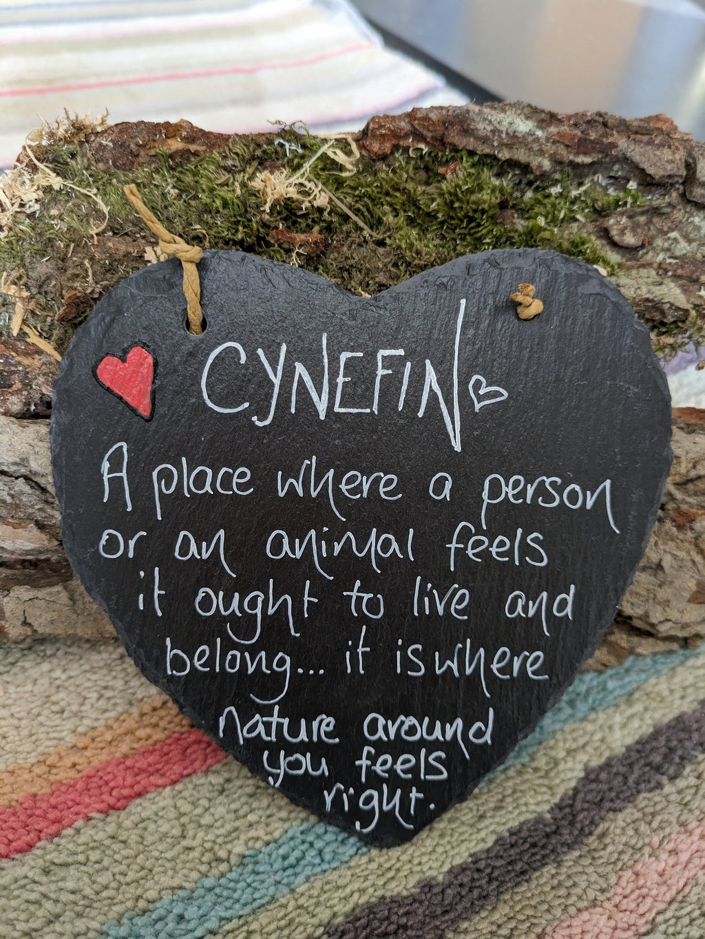Slate handwritten heart, Cynefin, Definition of Cynefin, Welsh gift, Wales