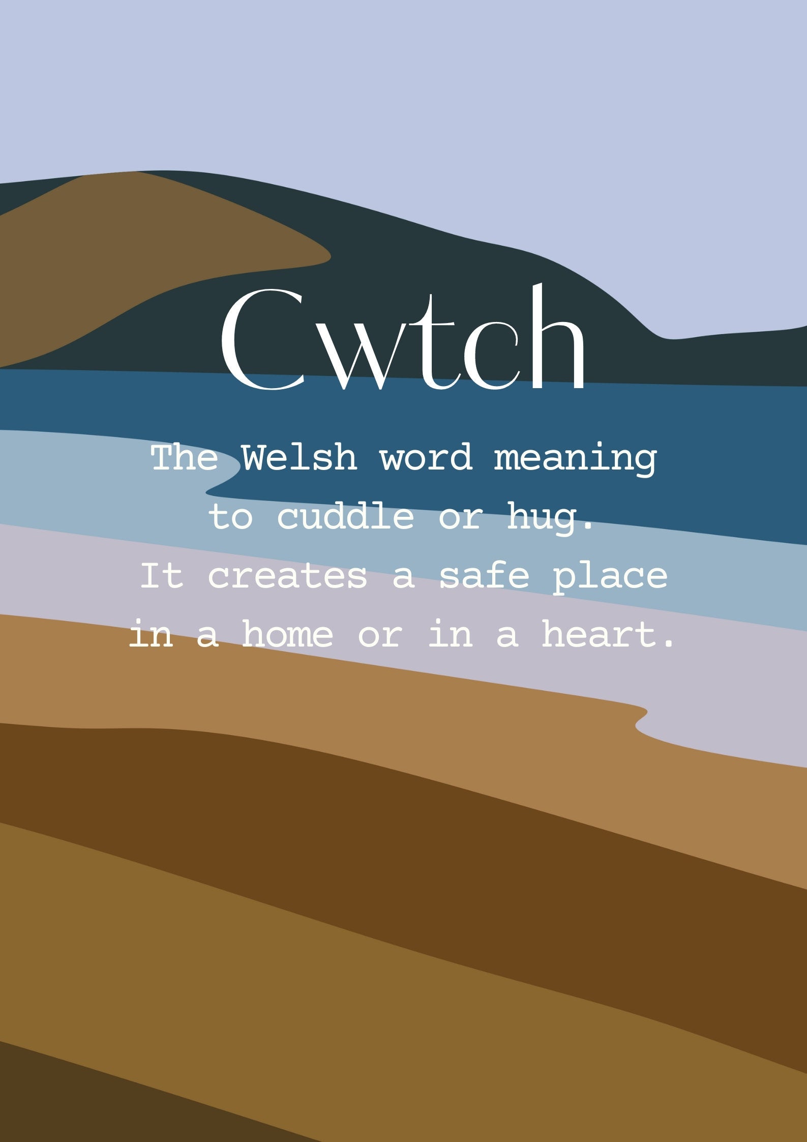 Definition of Cwtch, A4 Welsh print, Cwtch print, Welsh Wall art, Welsh poster, Cymru, Meaning of Cwtch, Digital Art, Cwtsh