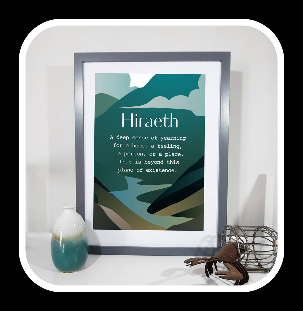 Definition of Hiraeth, A4 Welsh print, Hiraeth print, Welsh Wall art, Welsh poster, Cymru, Meaning of Hiraeth, Digital Art