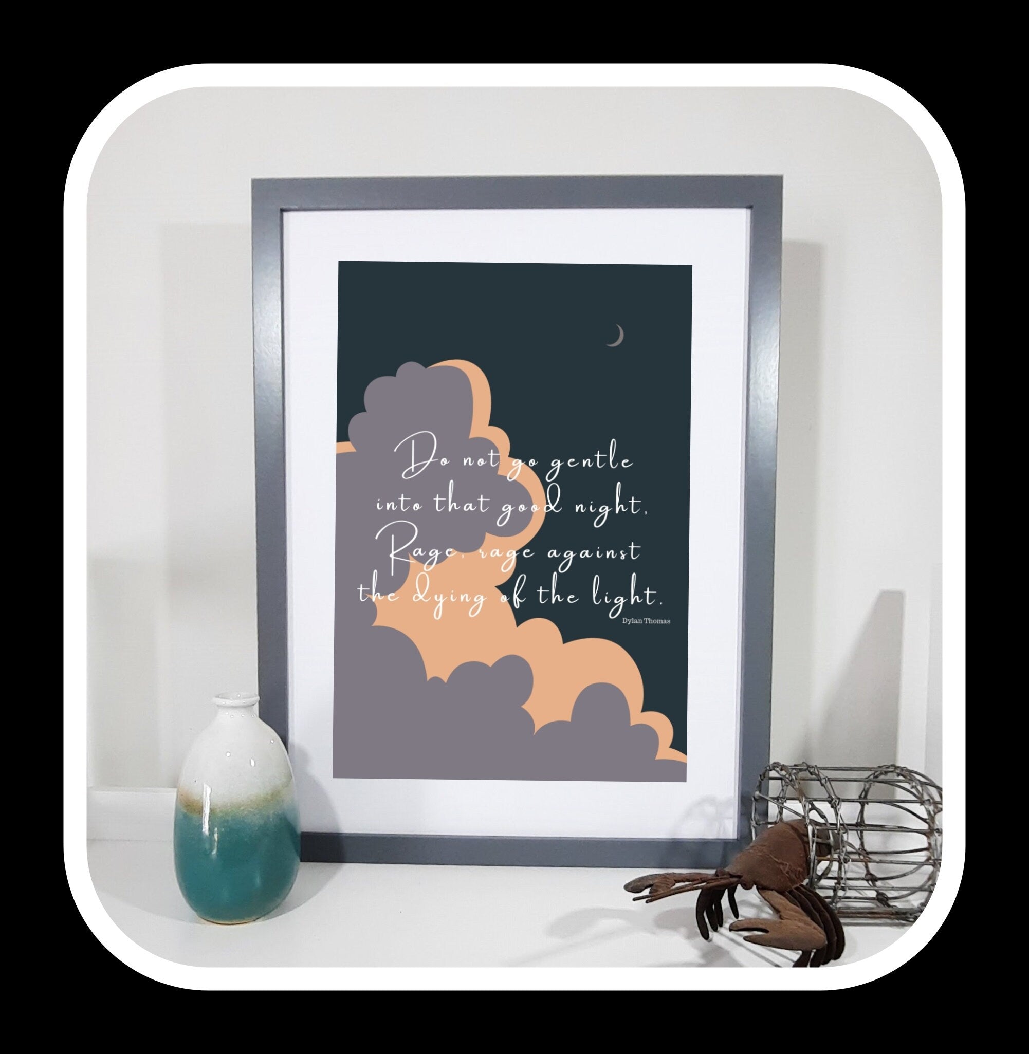 Welsh verse, A4 Welsh print, Dylan Thomas print, Welsh Wall art, Welsh poster, Cymru, Do not go gentle into that good night, Digital Art