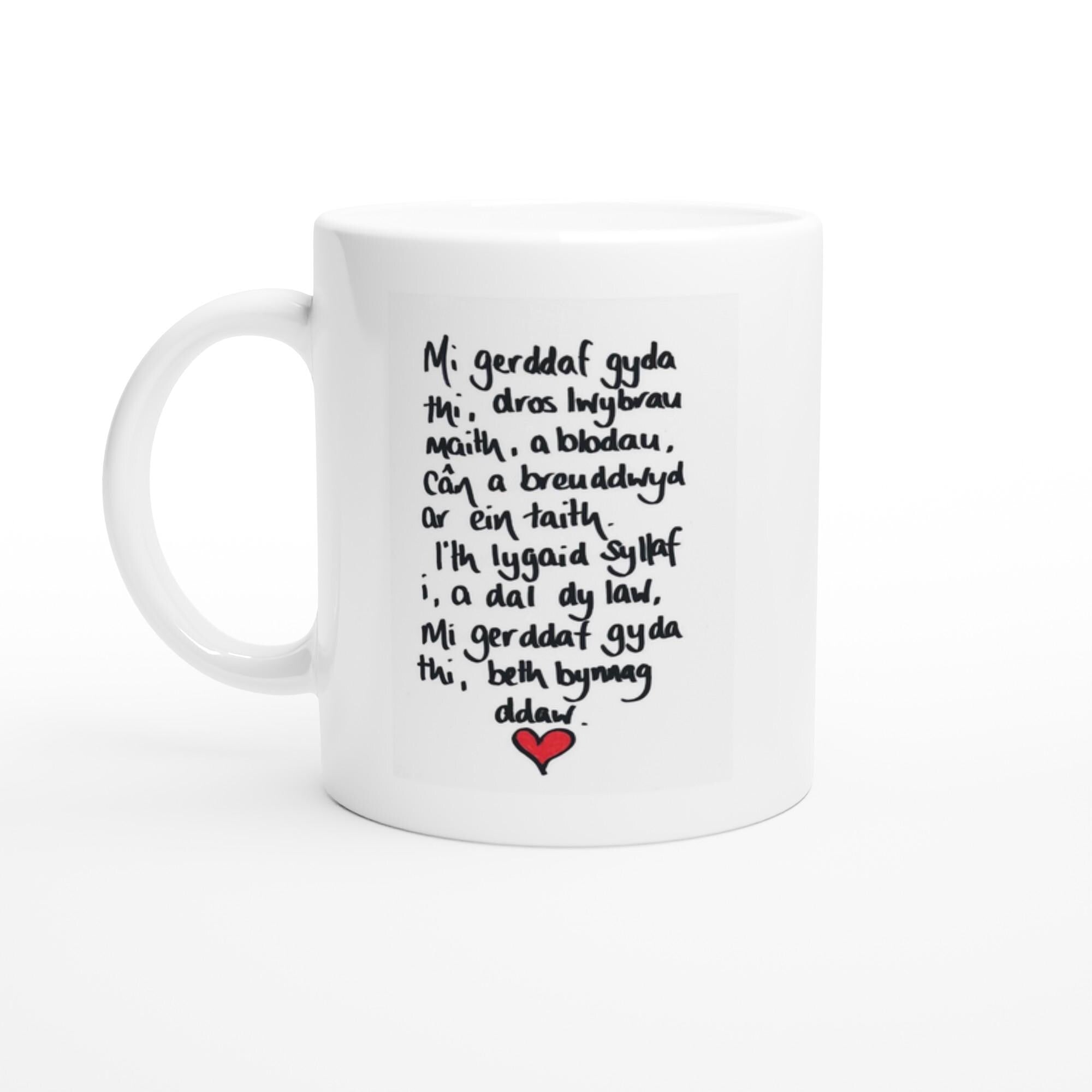 11oz Ceramic Mug Ceramic White Mi Gerddaf Gyda Thi
