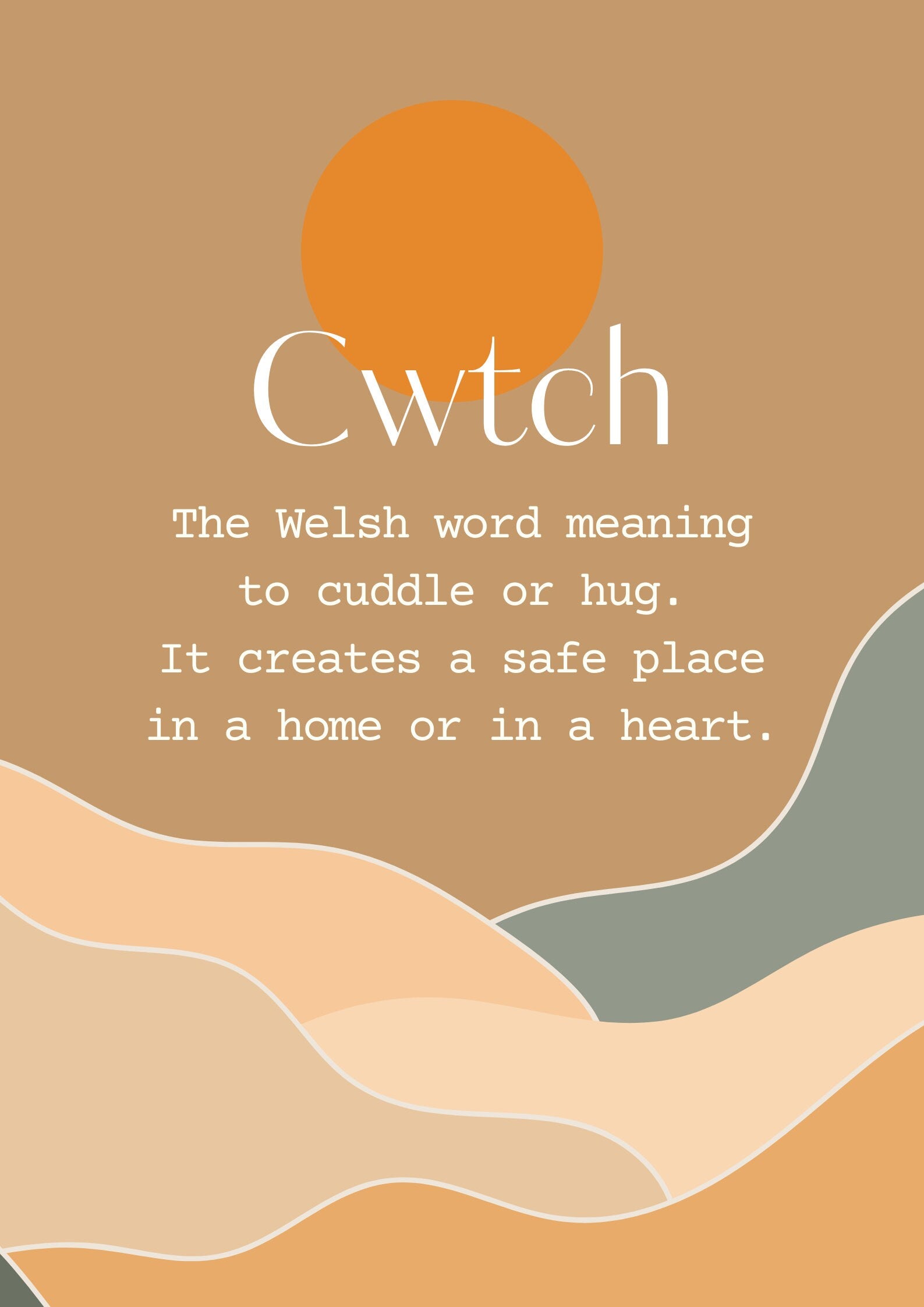Definition of Cwtch, A4 Welsh print, Cwtch print, Welsh Wall art, Welsh poster, Cymru, Meaning of Cwtch, Digital Art, Cwtsh