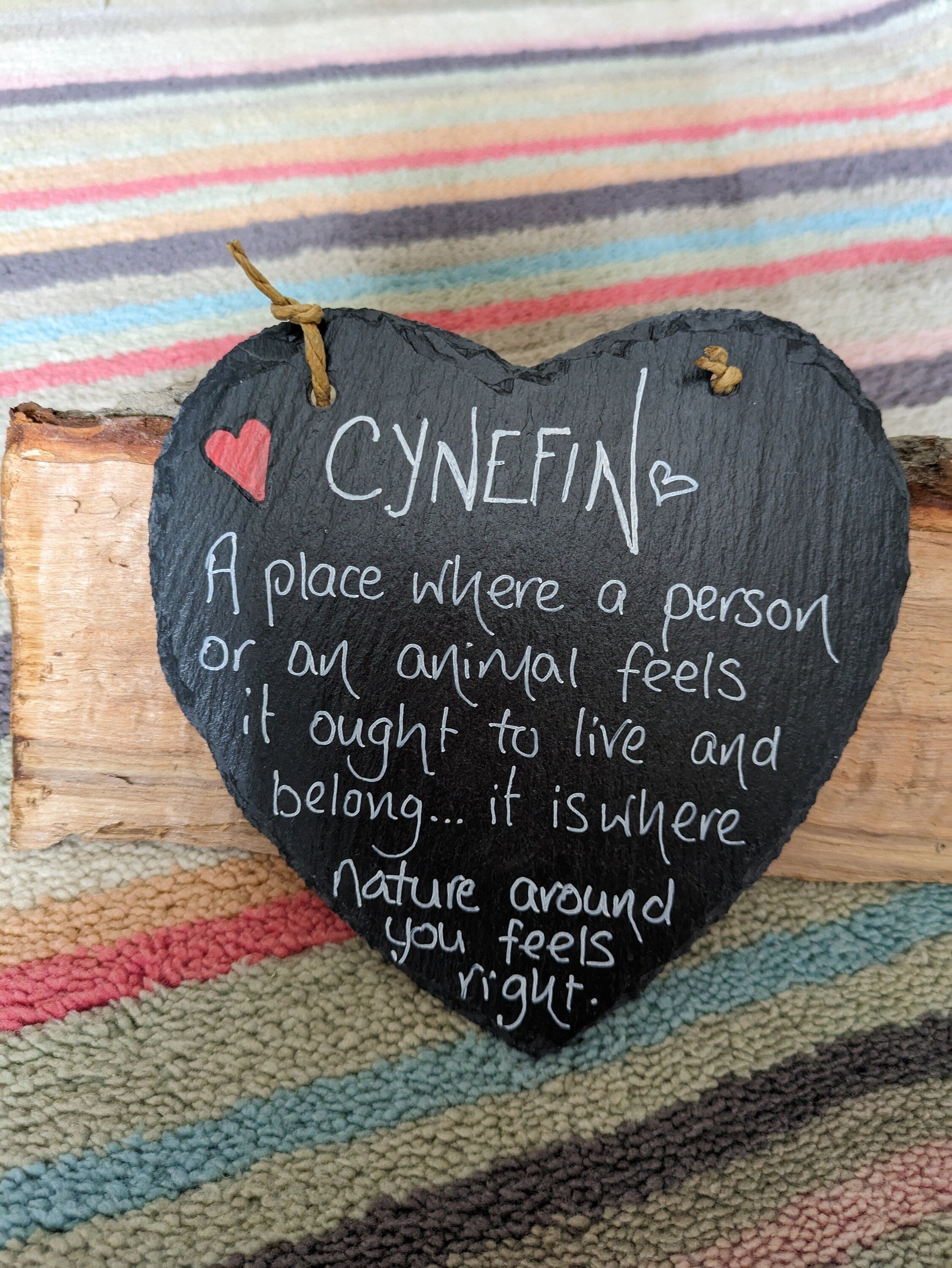 Slate handwritten heart, Cynefin, Definition of Cynefin, Welsh gift, Wales